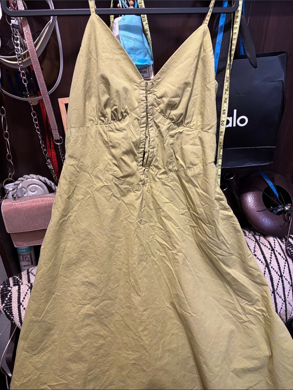 Sincerely Jules Olive Green Strapless A-Line Dress / P2P18, waist 16, L38